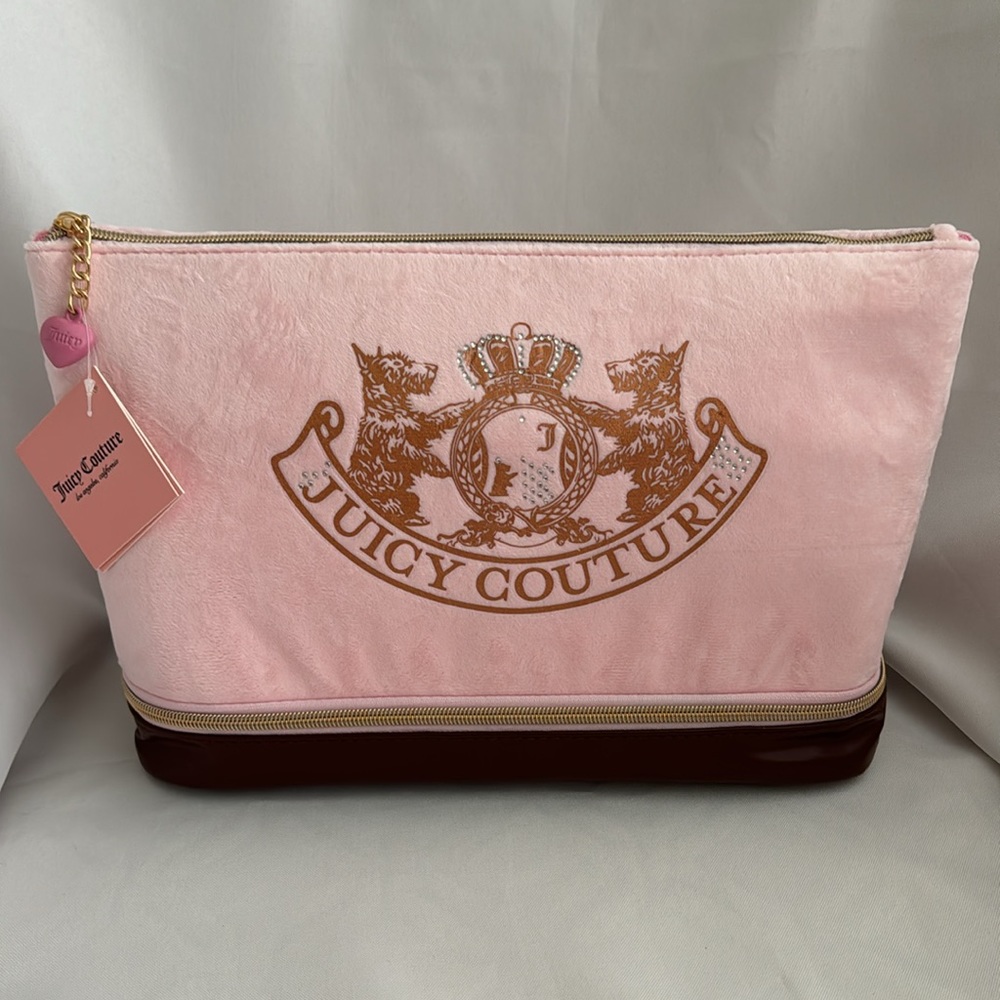 Juicy Couture Velour Fabric Travel Makeup/Cosmetic Bag - NWT